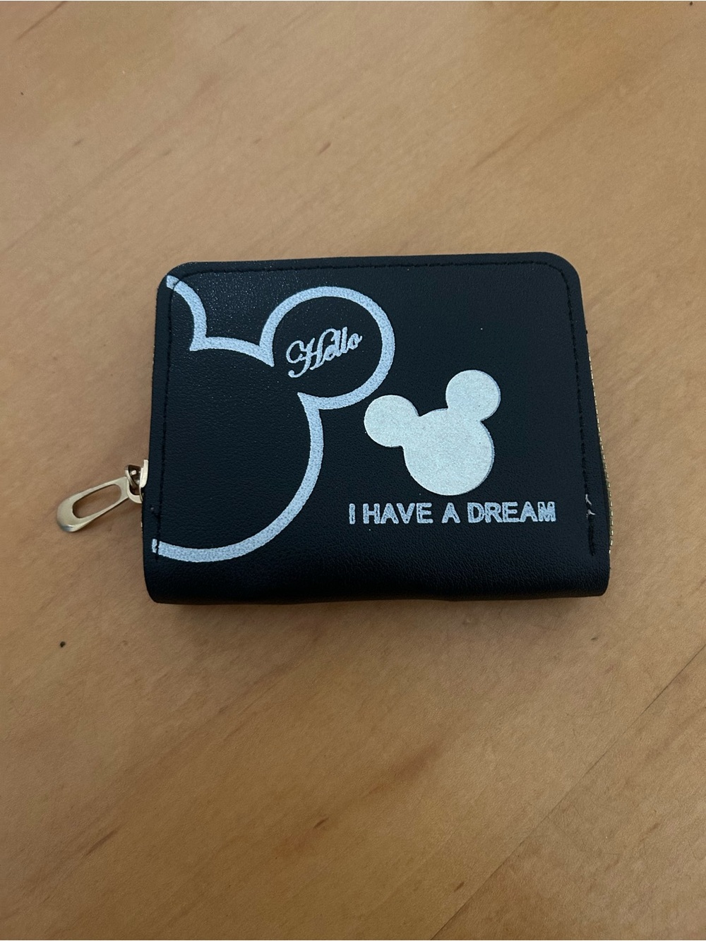 Disney Black Zip Wallet with Silver Mickey Design